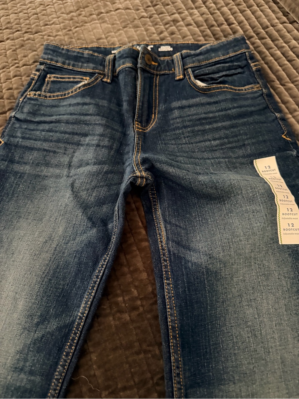 Cat & Jack Navy Blue Stretch Denim Jeans with Orange Stitching